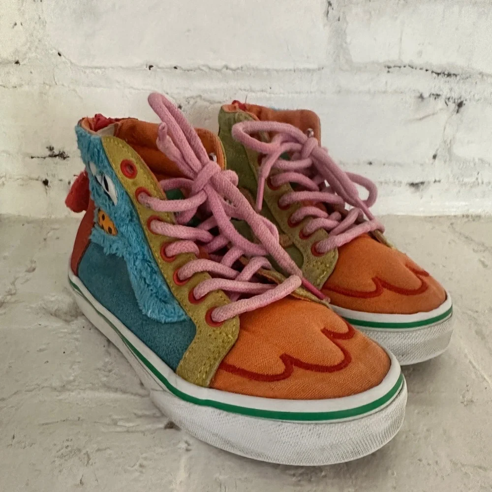 Vans x Sesame Street Sk8-Hi Zip Kids Sneakers Size 12 Cookie Monster Elmo - Picture 2 of 11